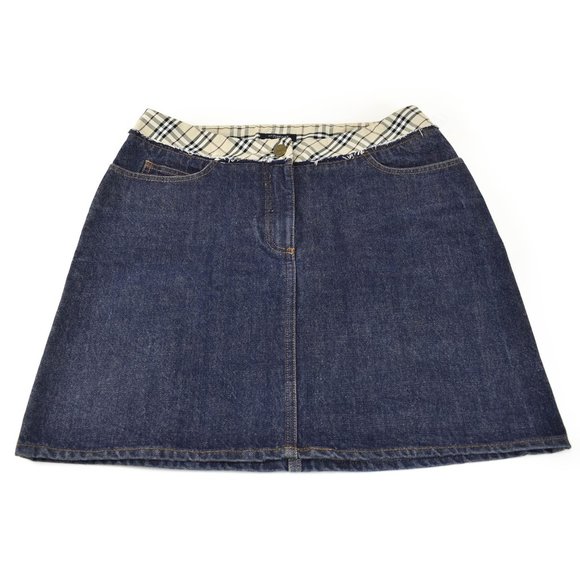 Burberry Dresses & Skirts - BURBERRY: Blue, Denim & "Nova Check" A-Line Skirt